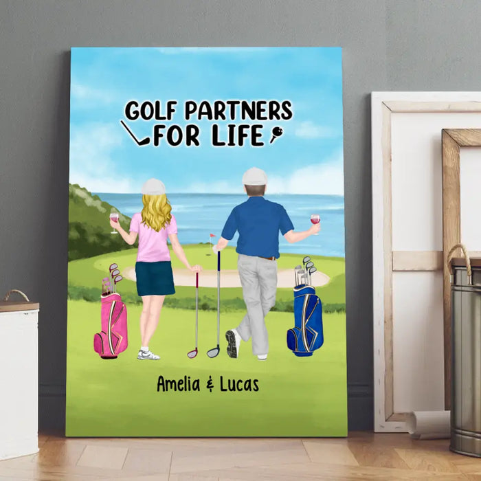 Personalized Canvas, Golf Drinking Partners - Couple And Friends Gift, Gift For Golfers