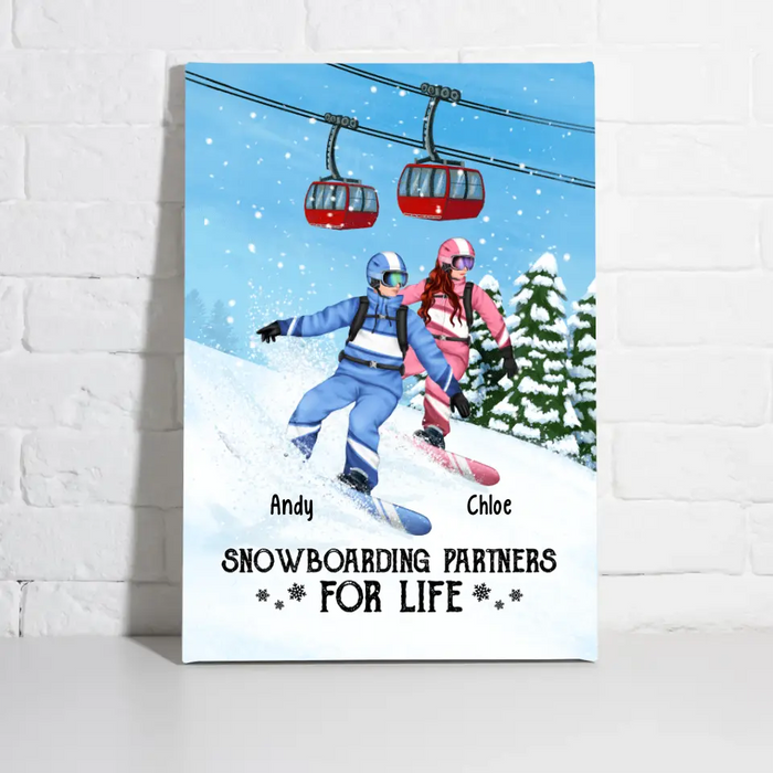 Personalized Canvas, Snowboarding Partners And Solo, Gift For Couple, Friends And Snowboarders