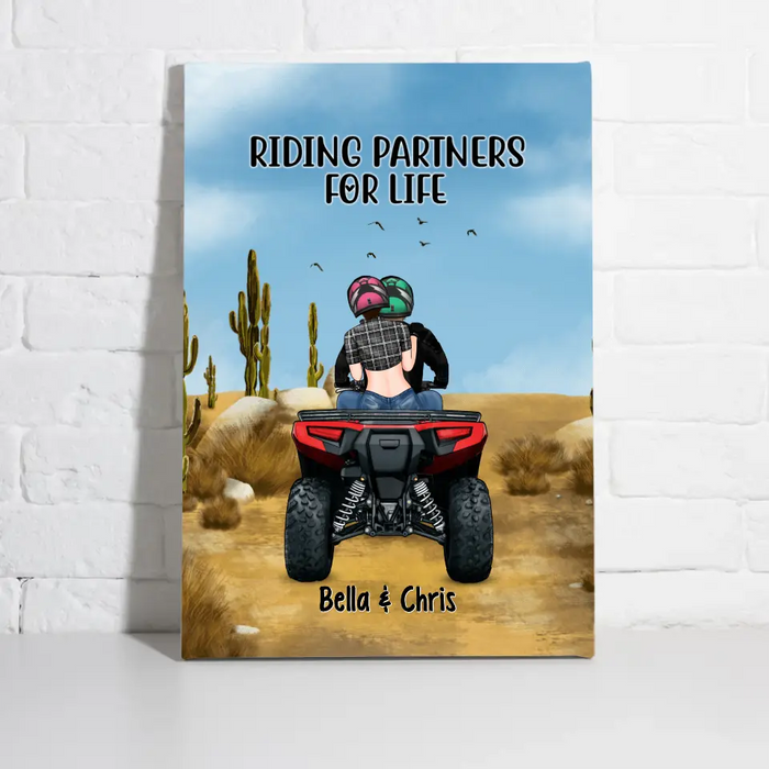 Personalized Canvas, All-Terrain Vehicle Riding Partners, Gift for ATV Quad Bike Couples