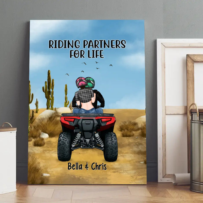 Personalized Canvas, All-Terrain Vehicle Riding Partners, Gift for ATV Quad Bike Couples