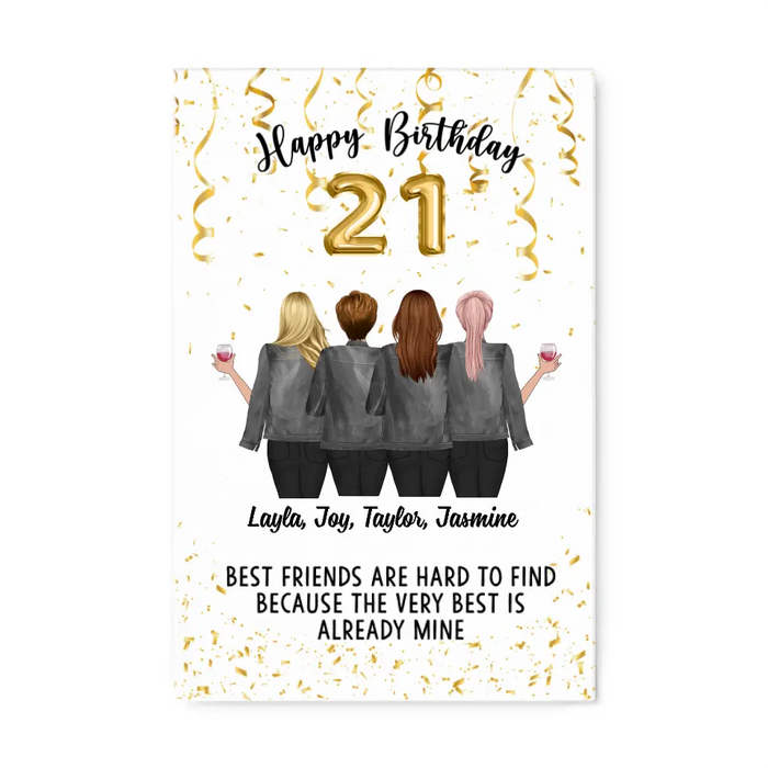 Happy Birthday To Bestie - Personalized Canvas For Friends, For Her, Birthday