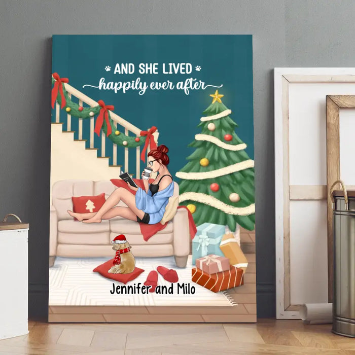 Personalized Canvas, Christmas Is Better With Books & Dogs, Christmas Gift For Her, Book Lover, Dog Lover