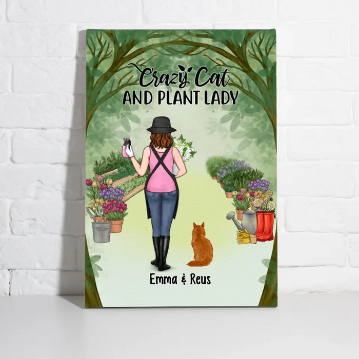 Personalized Canvas/Poster, Crazy Cat And Plant Lady, Gift For Gardeners And Cat Lovers