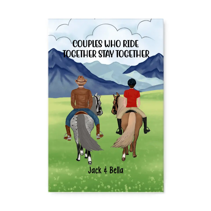 Horse Riding Couple And Friends - Personalized Canvas For Horse Riding Lovers, For Her, For Him