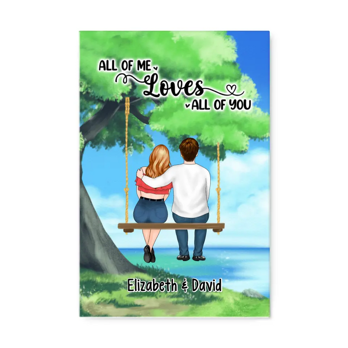 Personalized Canvas, Couple And Kid Sitting On Tree Swing, Together We Built A Life We Love, Gift For Family, Couple, Gift For Her, Gift For Him