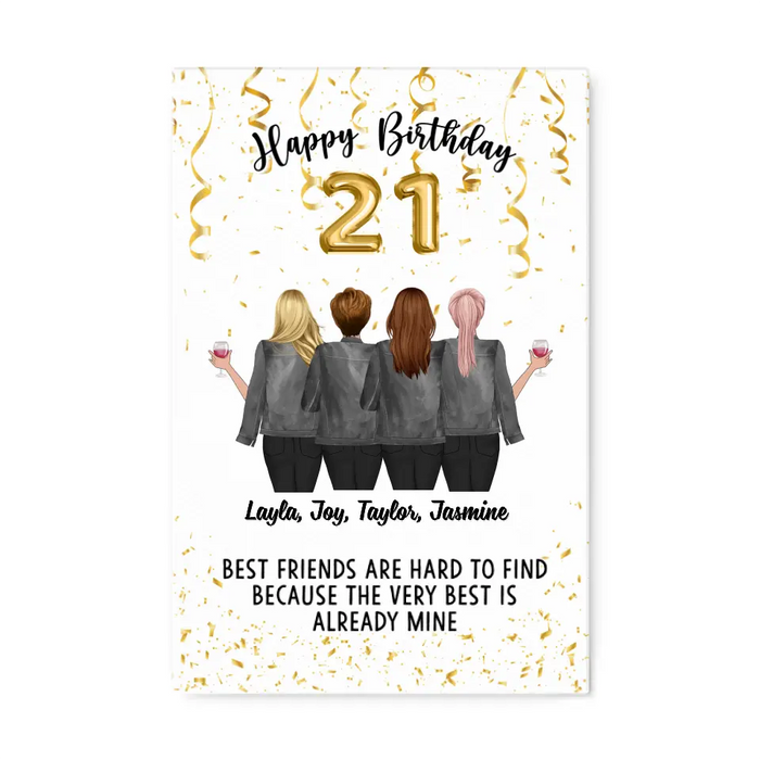 Happy Birthday To Bestie - Personalized Canvas For Friends, For Her, Birthday