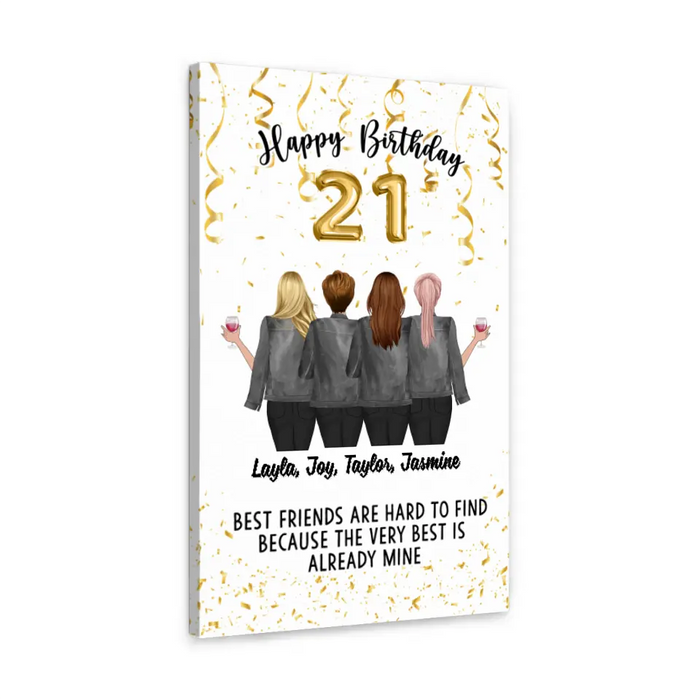 Happy Birthday To Bestie - Personalized Canvas For Friends, For Her, Birthday