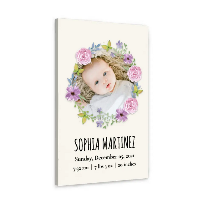 Personalized Canvas/Poster, Baby Photo Birth Statistics, Upload Photo Gift, Gift For Baby, Newborn Baby