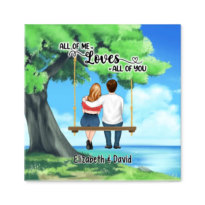 Personalized Canvas, Couple And Kid Sitting On Tree Swing, Together We Built A Life We Love, Gift For Family, Couple, Gift For Her, Gift For Him