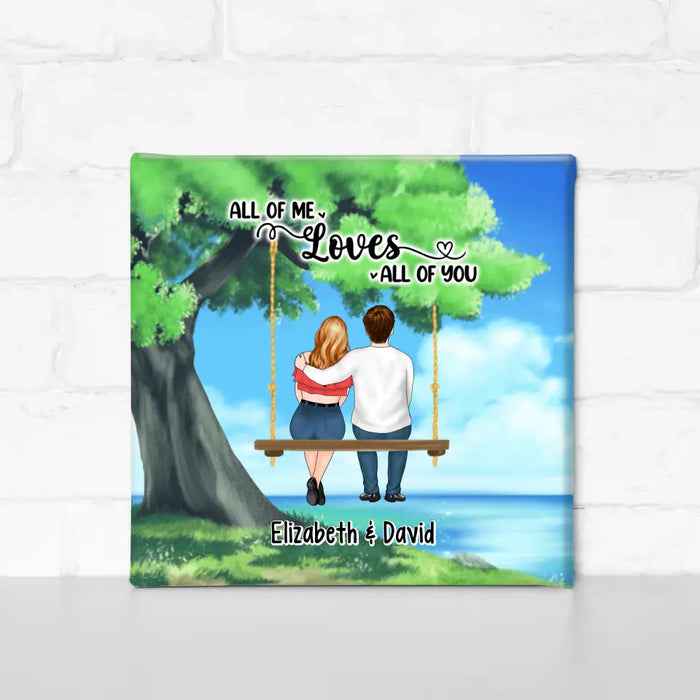 Personalized Canvas, Couple And Kid Sitting On Tree Swing, Together We Built A Life We Love, Gift For Family, Couple, Gift For Her, Gift For Him