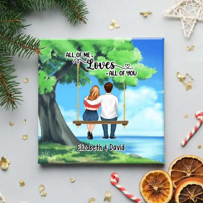 Personalized Canvas, Couple And Kid Sitting On Tree Swing, Together We Built A Life We Love, Gift For Family, Couple, Gift For Her, Gift For Him