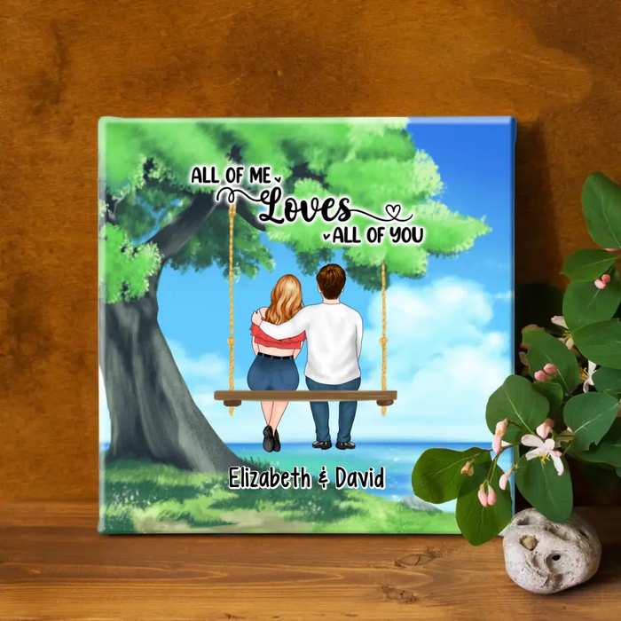 Personalized Canvas, Couple And Kid Sitting On Tree Swing, Together We Built A Life We Love, Gift For Family, Couple, Gift For Her, Gift For Him