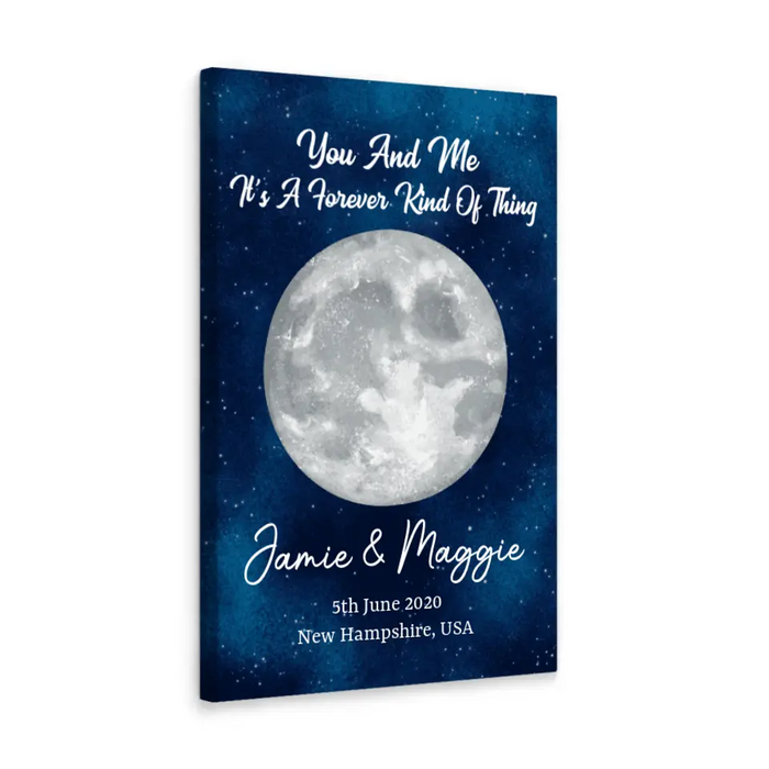 Couple Moon Phase - Personalized Canvas For Her, Him, Anniversary