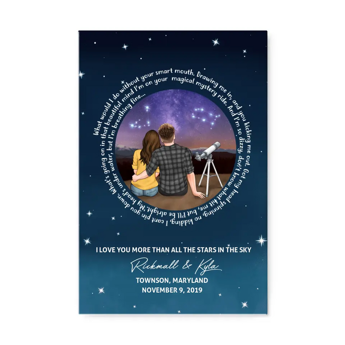 Love You More Than All The Stars In The Sky - Personalized Canvas For Him, For Her, Couples, Astronomy Lovers, Valentine's Day