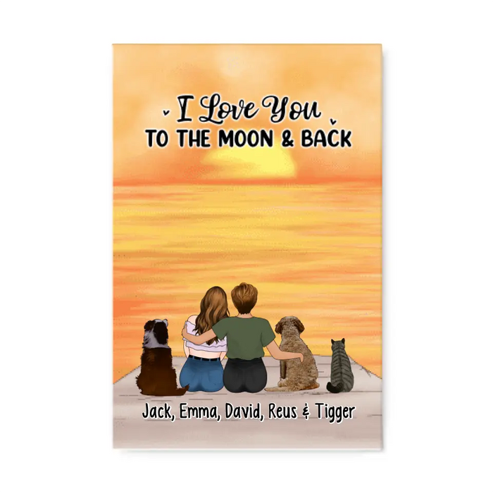 Love You To The Moon And Back - Personalized Canvas For Dog Lover, Cat Lover