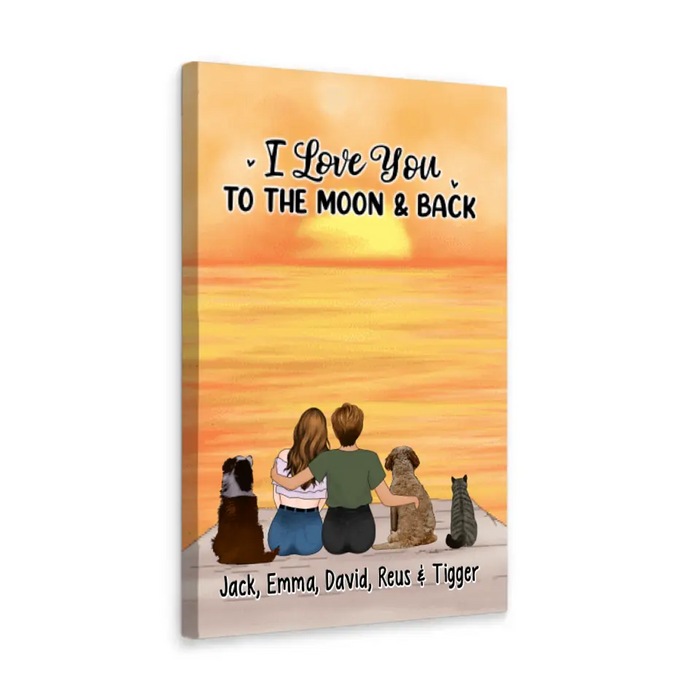 Love You To The Moon And Back - Personalized Canvas For Dog Lover, Cat Lover