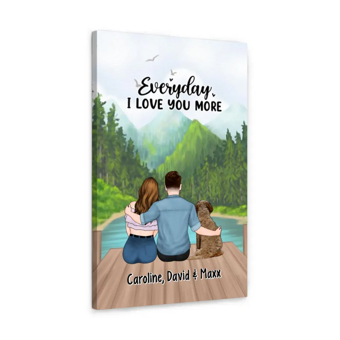 Everyday I Love You More - Personalized Canvas For Couples, For Him, Her, Dog Lover, Cat Lover