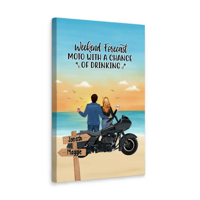 No Road Is Too Long When We Are Riding Together - Personalized Canvas For Motorcycle Lovers