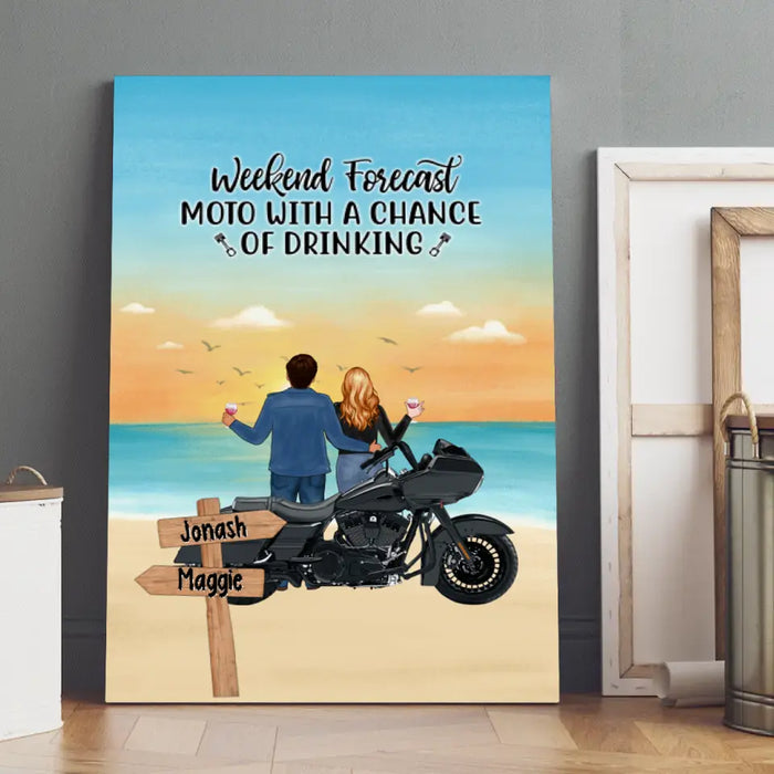 No Road Is Too Long When We Are Riding Together - Personalized Canvas For Motorcycle Lovers