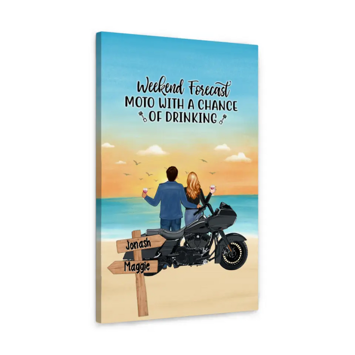 No Road Is Too Long When We Are Riding Together - Personalized Canvas For Motorcycle Lovers