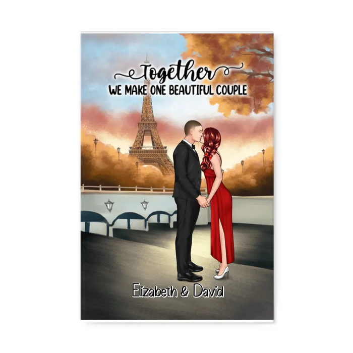 Eiffel Tower Beautiful Couple - Personalized Canvas For Couples, Valentine's Day