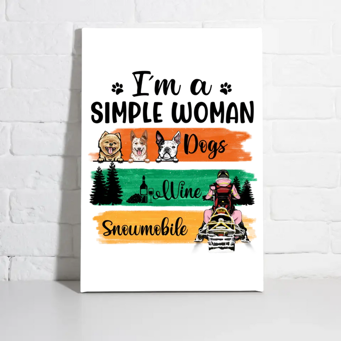 I'm A Simple Woman - Personalized Canvas For Her, Snowmobiling