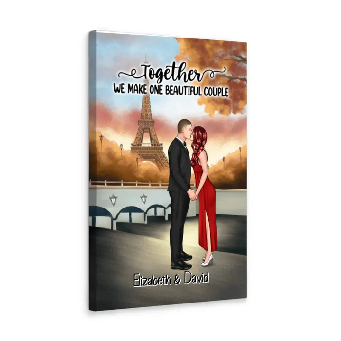 Eiffel Tower Beautiful Couple - Personalized Canvas For Couples, Valentine's Day
