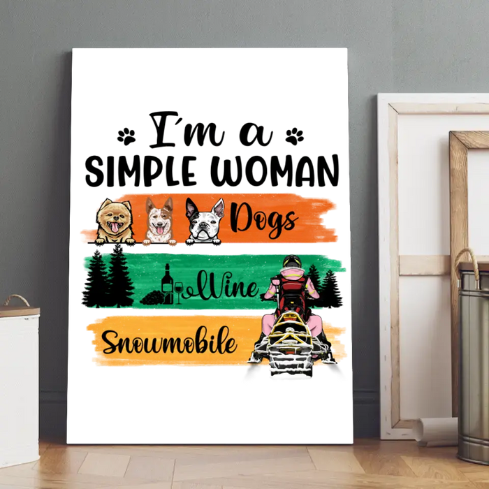 I'm A Simple Woman - Personalized Canvas For Her, Snowmobiling