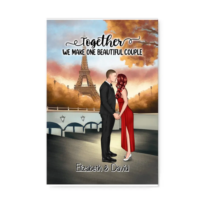 Eiffel Tower Beautiful Couple - Personalized Canvas For Couples, Valentine's Day