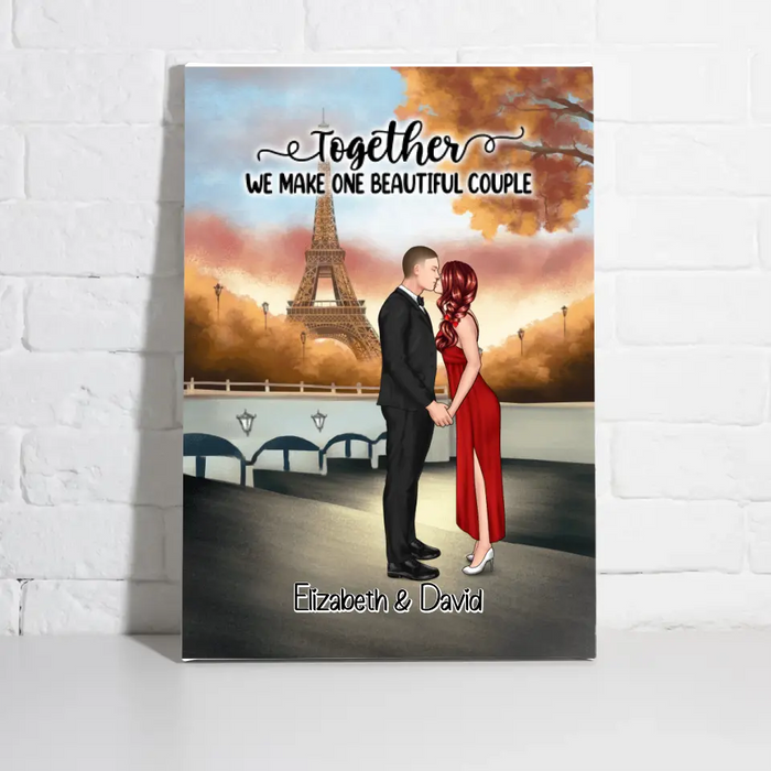 Eiffel Tower Beautiful Couple - Personalized Canvas For Couples, Valentine's Day
