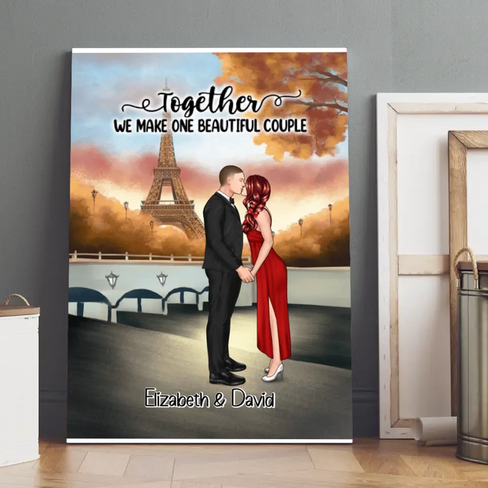 Eiffel Tower Beautiful Couple - Personalized Canvas For Couples, Valentine's Day