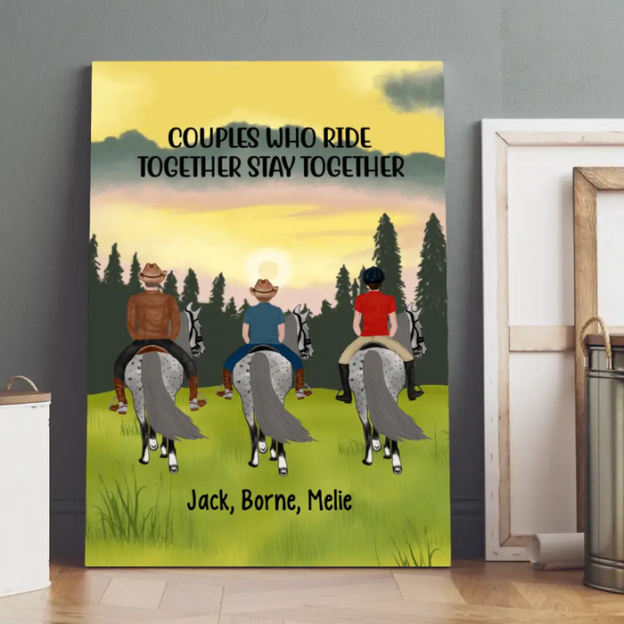 Horse Riding With Kids - Personalized Canvas For Horse Riding Lovers, For Kids, For Family