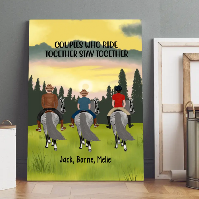 Horse Riding With Kids - Personalized Canvas For Horse Riding Lovers, For Kids, For Family