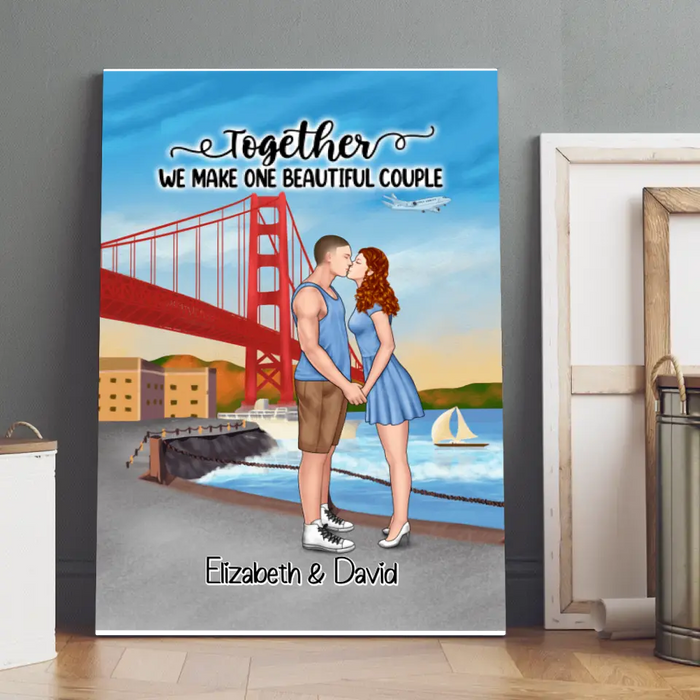 Golden Gate Bridge Couple - Personalized Canvas For Couples, Valentine's Day