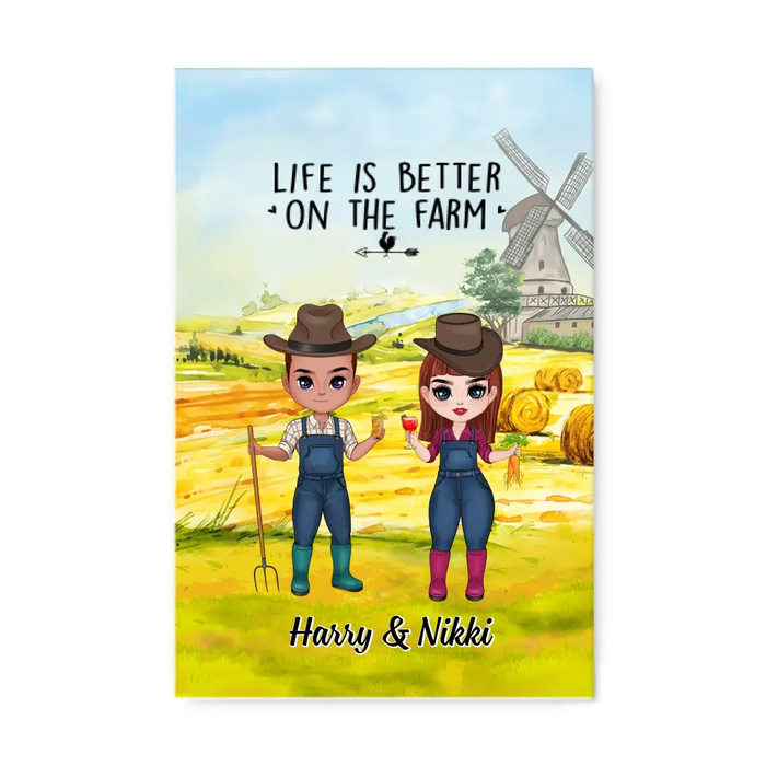 Life Is Better On The Farm - Personalized Canvas For Him, Her, Couples, Friends, Farmer