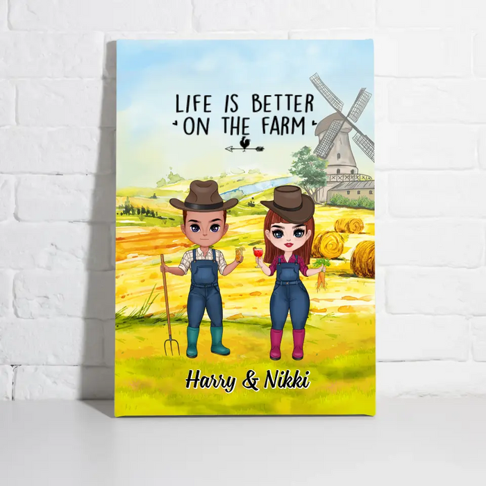 Life Is Better On The Farm - Personalized Canvas For Him, Her, Couples, Friends, Farmer