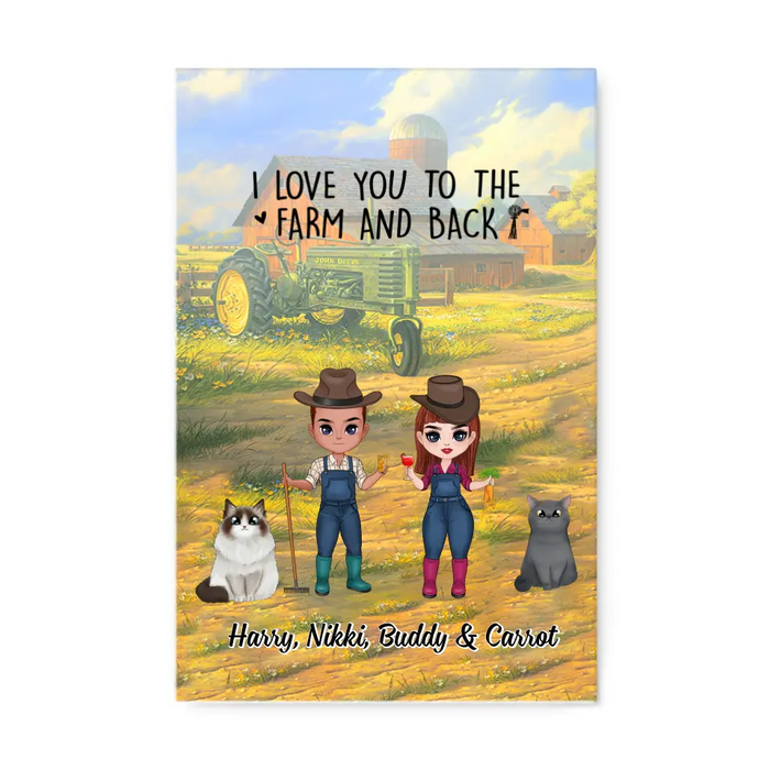 Up To 2 Cats I Love You To The Farm And Back - Personalized Canvas For Couples, Cat Lovers, Farmer