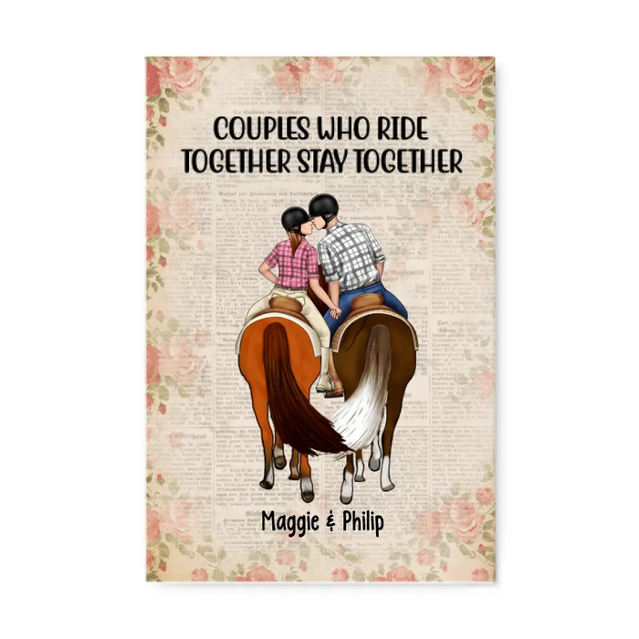 Couples Who Ride Together - Personalized Canvas For Couples, Horseback Riding, Horse Lovers