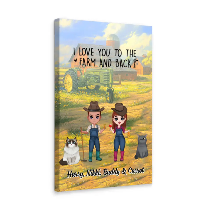 Up To 2 Cats I Love You To The Farm And Back - Personalized Canvas For Couples, Cat Lovers, Farmer