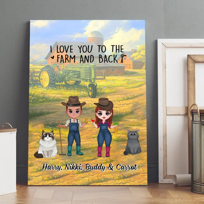 Up To 2 Cats I Love You To The Farm And Back - Personalized Canvas For Couples, Cat Lovers, Farmer