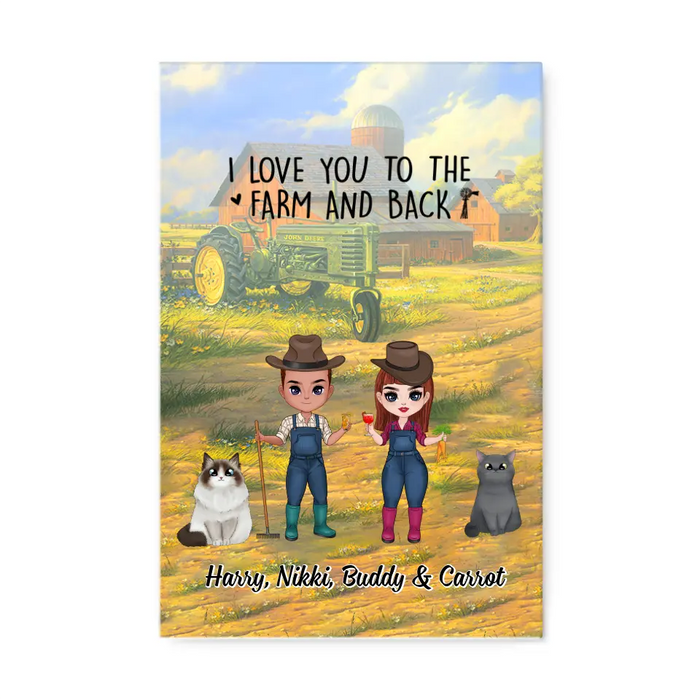 Up To 2 Cats I Love You To The Farm And Back - Personalized Canvas For Couples, Cat Lovers, Farmer