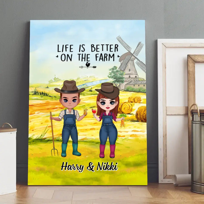 Life Is Better On The Farm - Personalized Canvas For Him, Her, Couples, Friends, Farmer