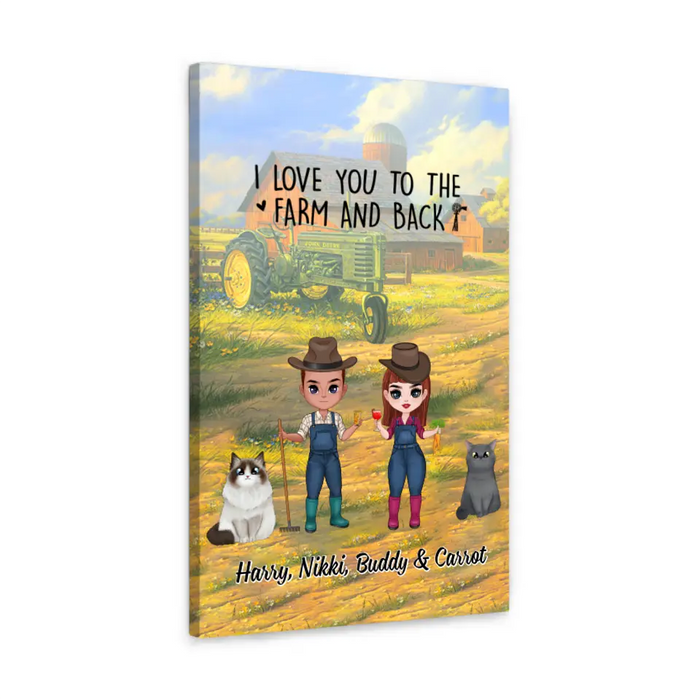 Up To 2 Cats I Love You To The Farm And Back - Personalized Canvas For Couples, Cat Lovers, Farmer