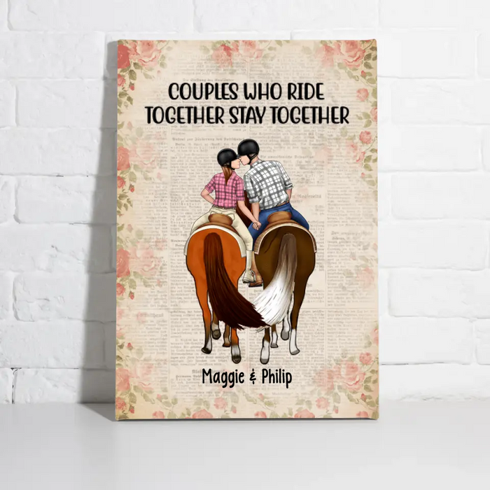 Couples Who Ride Together - Personalized Canvas For Couples, Horseback Riding, Horse Lovers