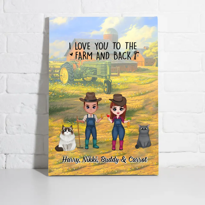 Up To 2 Cats I Love You To The Farm And Back - Personalized Canvas For Couples, Cat Lovers, Farmer