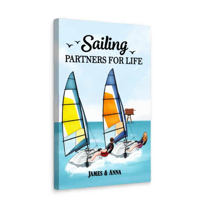 Sailing Partners For Life - Personalized Canvas For Couples, For Him, Her, Sailing, Beach