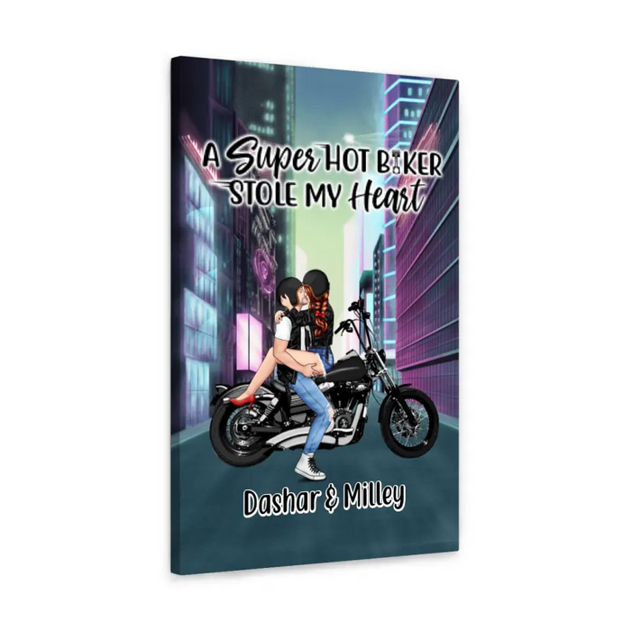 Cyber Biker Couple - Personalized Canvas For Him, For Her, Motorcycle Lovers