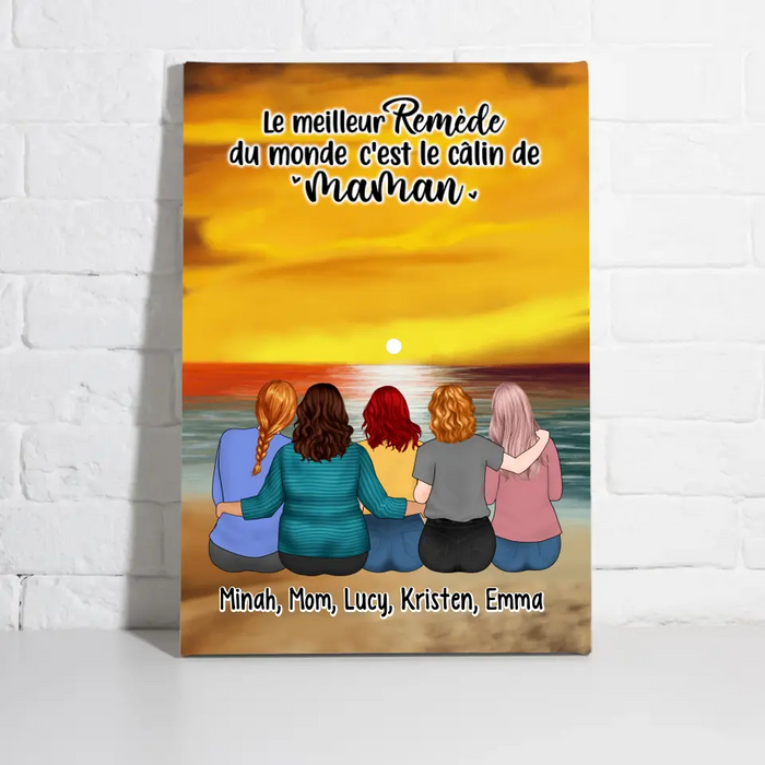 Le Meilleur Remède Du Monde C'est Le Câlin De Maman - Personalized Canvas For Mom, Daughters, Mother's Day