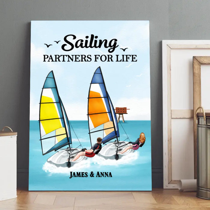 Sailing Partners For Life - Personalized Canvas For Couples, For Him, Her, Sailing, Beach