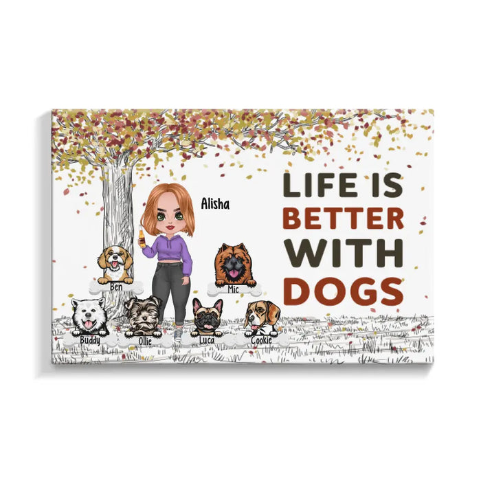 Up To 6 Dogs Just A Girl Who Loves Dogs - Personalized Canvas For Her, Dog Mom, Dog Lovers